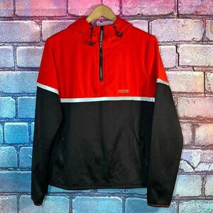 Aeropostale Jacket Zip Small Quarter Two-Tone Red Black Reflective Activewear